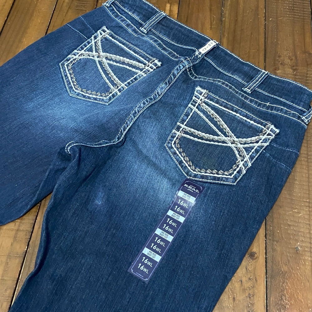 NWOT Ariat Women's R.E.A.L. Mid Rise Entwined Boot Cut Jeans 16WL Western - Picture 4 of 11